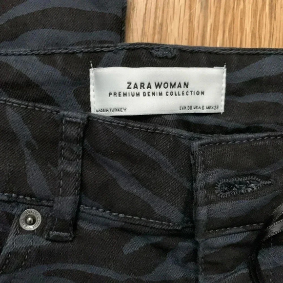 NWT Zara Dark Denim Zebra high waisted Denim 6 - Picture 5 of 8